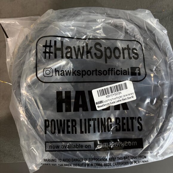 HawkSports Double Prong Power Lifting Belt Suede Leather Black Size M - Picture 5 of 9
